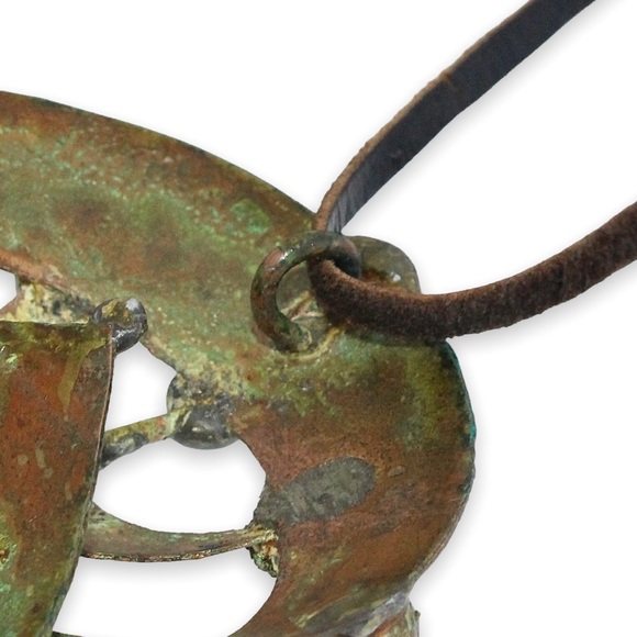 Vintage Brutalist Pendant Necklace Patinated Copper Large Abstract Molten Spore - Picture 8 of 8